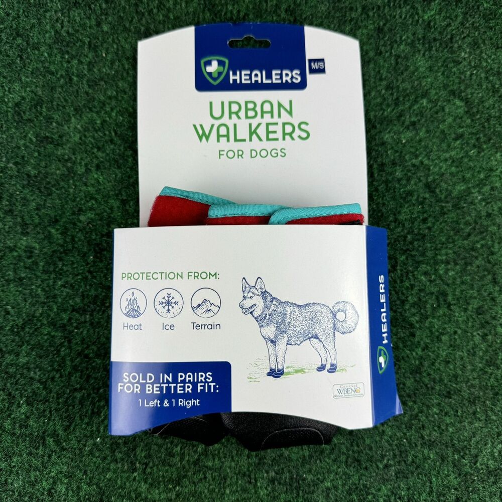 Urban Walkers Dog Boots in Red with Teal Trim